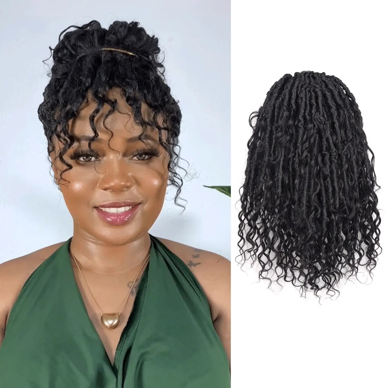 8 Packs | Toyotress® Updated PHLOCS Crochet Boho Locs Braiding Hair With Human Hair Curls Pre Looped Goddess Boho Dreadlocks Curly Full Ends Hair Extensions Toyotress